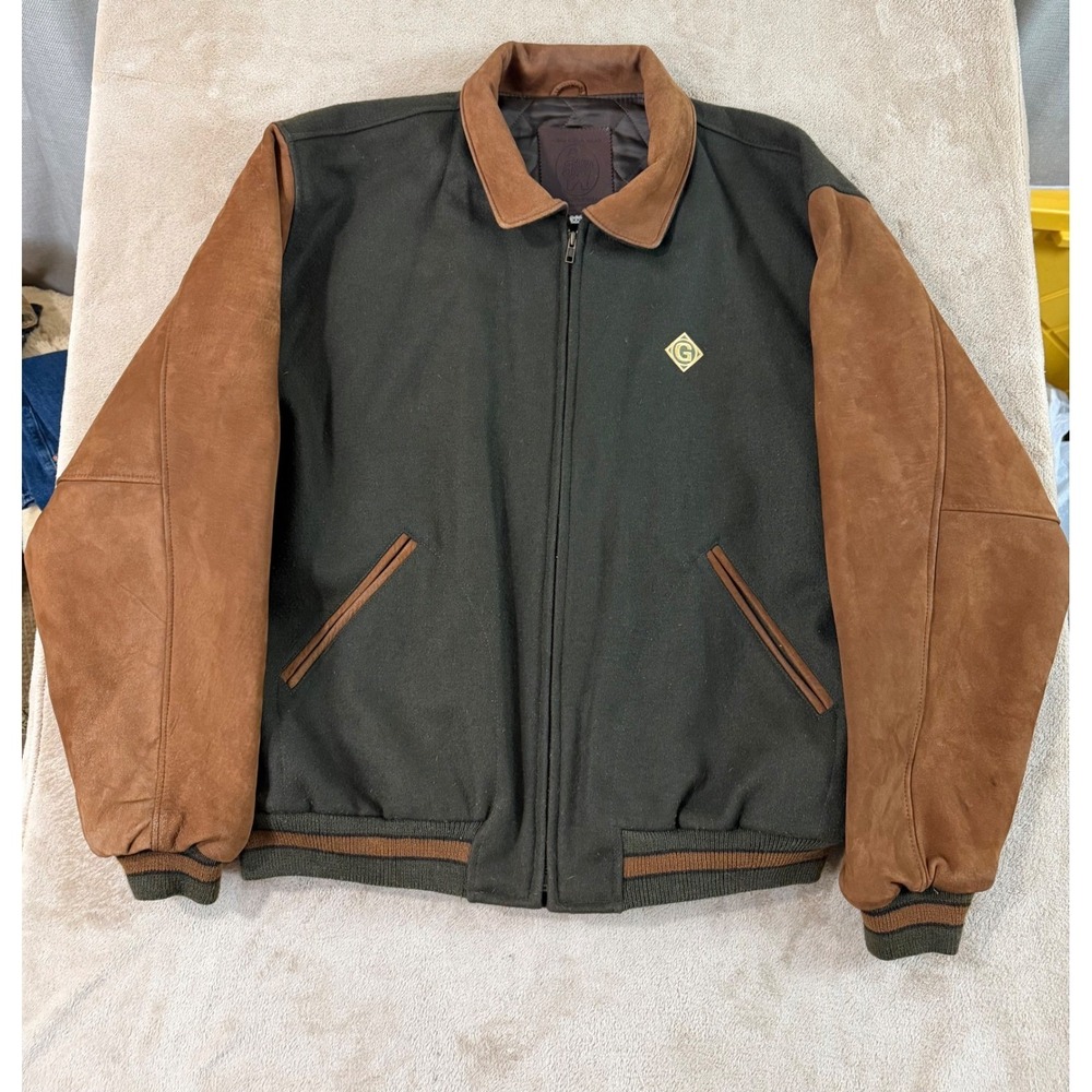 Golden‎ Bear Varsity Jacket Men's 2XL Brown Wool Tan Leather Sleeve Bomber USA